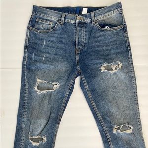 MEN’S H&M DIVIDEND SLIM DISTRESSED JEANS SIZE 34